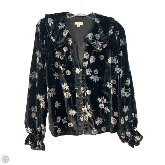 Top Long Sleeve By Pilcro In Black & Grey, Size: S