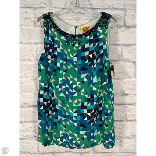 Blouse Designer By Tory Burch In Blue & Green, Size: L