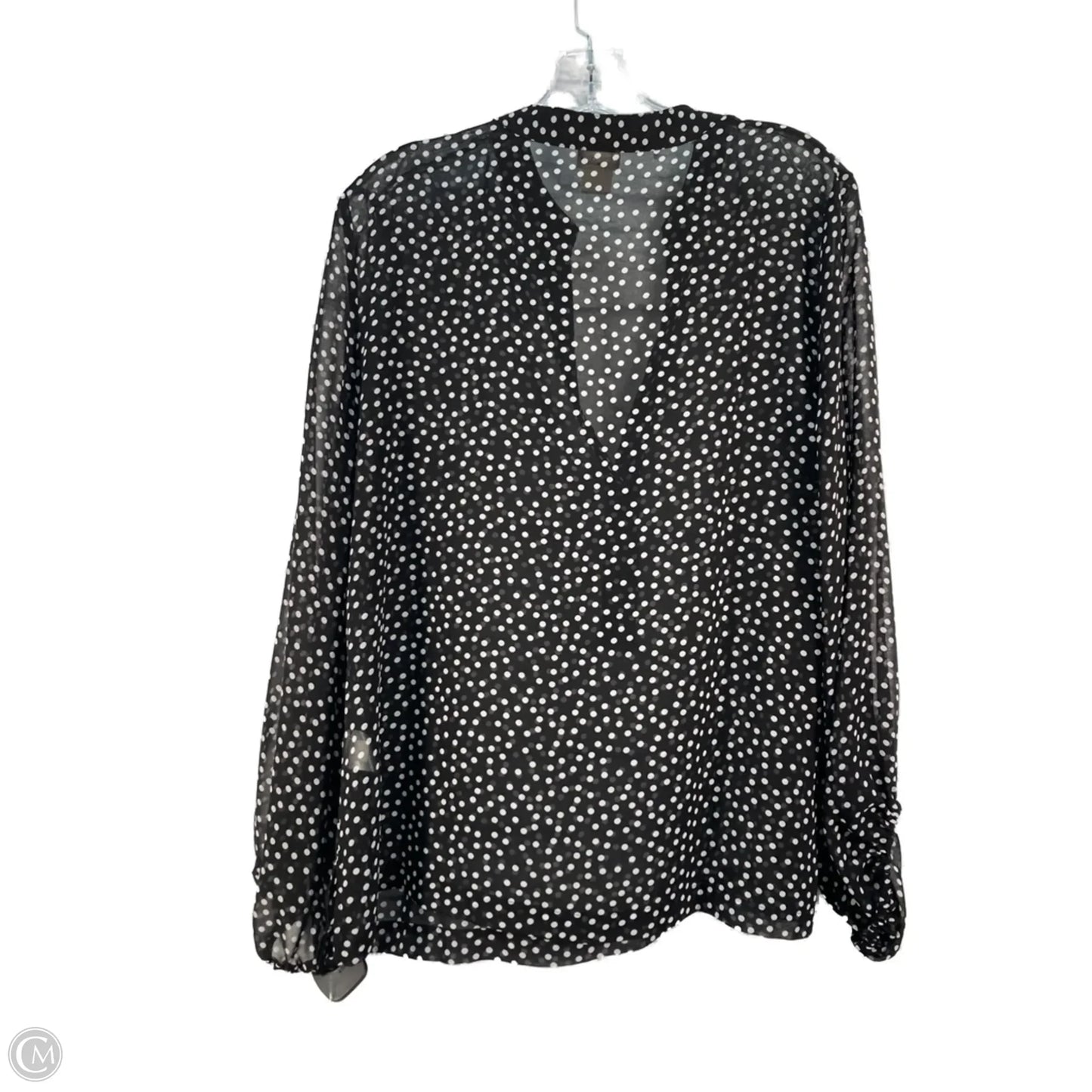 Blouse Long Sleeve By Chicos In Black & White, Size: M