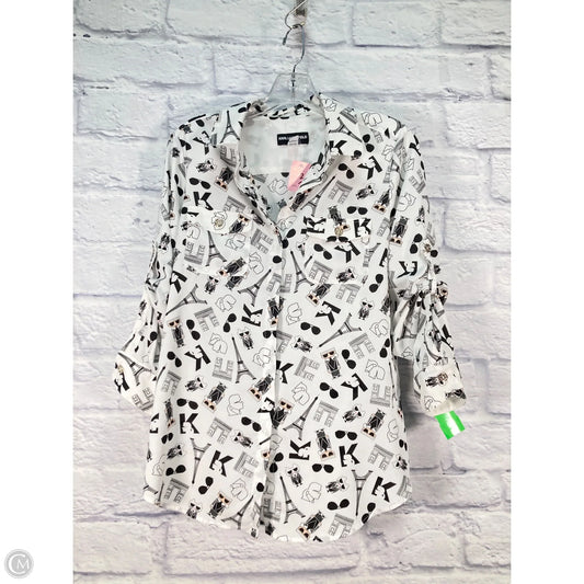 Top Long Sleeve Designer By Karl Lagerfeld In Black & White, Size: S