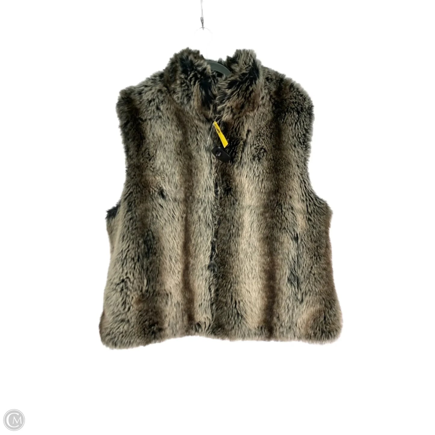 Vest Faux Fur & Sherpa By Clothes Mentor In Black & Brown, Size: Xl