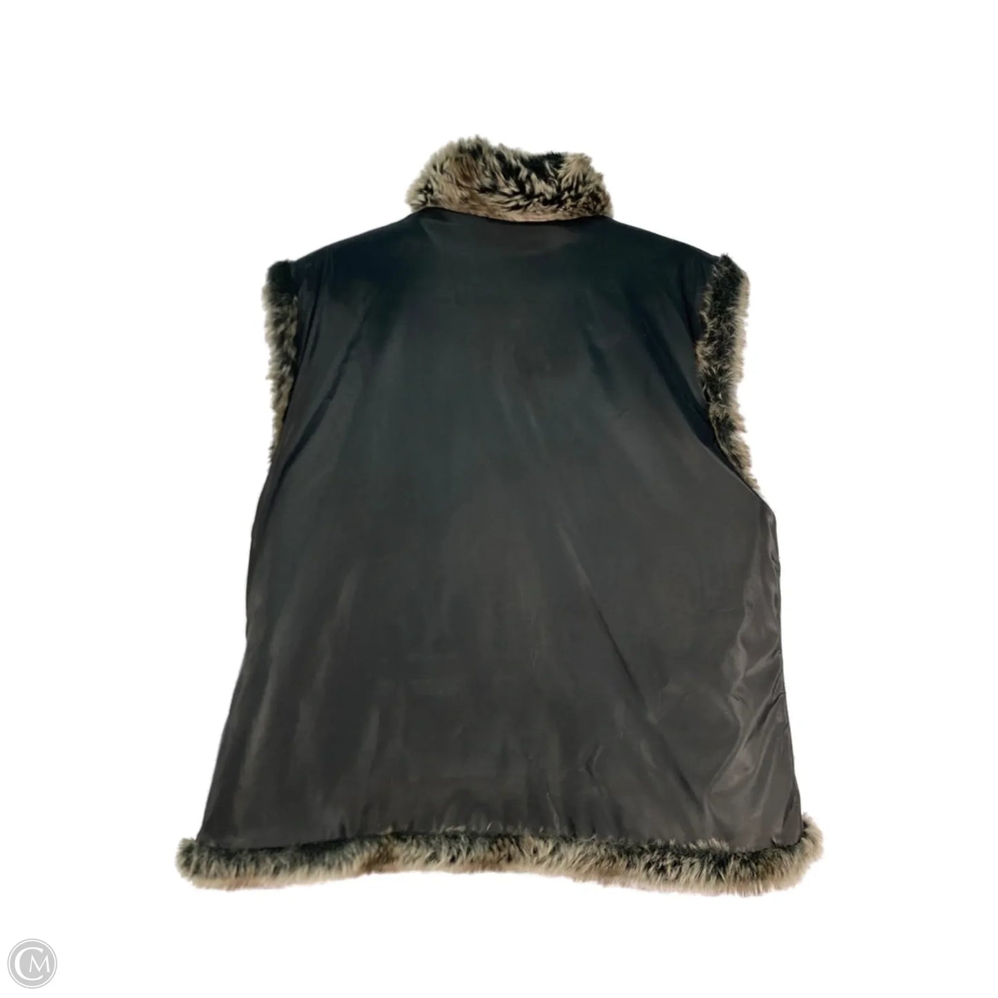 Vest Faux Fur & Sherpa By Clothes Mentor In Black & Brown, Size: Xl