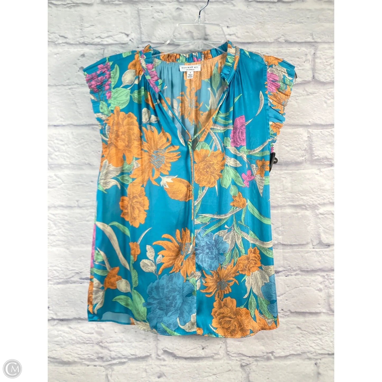 Blouse Short Sleeve By Current Air In Blue, Size: S