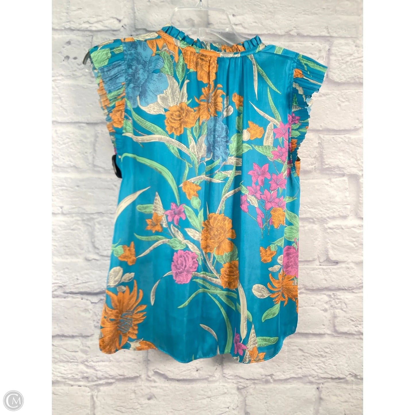 Blouse Short Sleeve By Current Air In Blue, Size: S