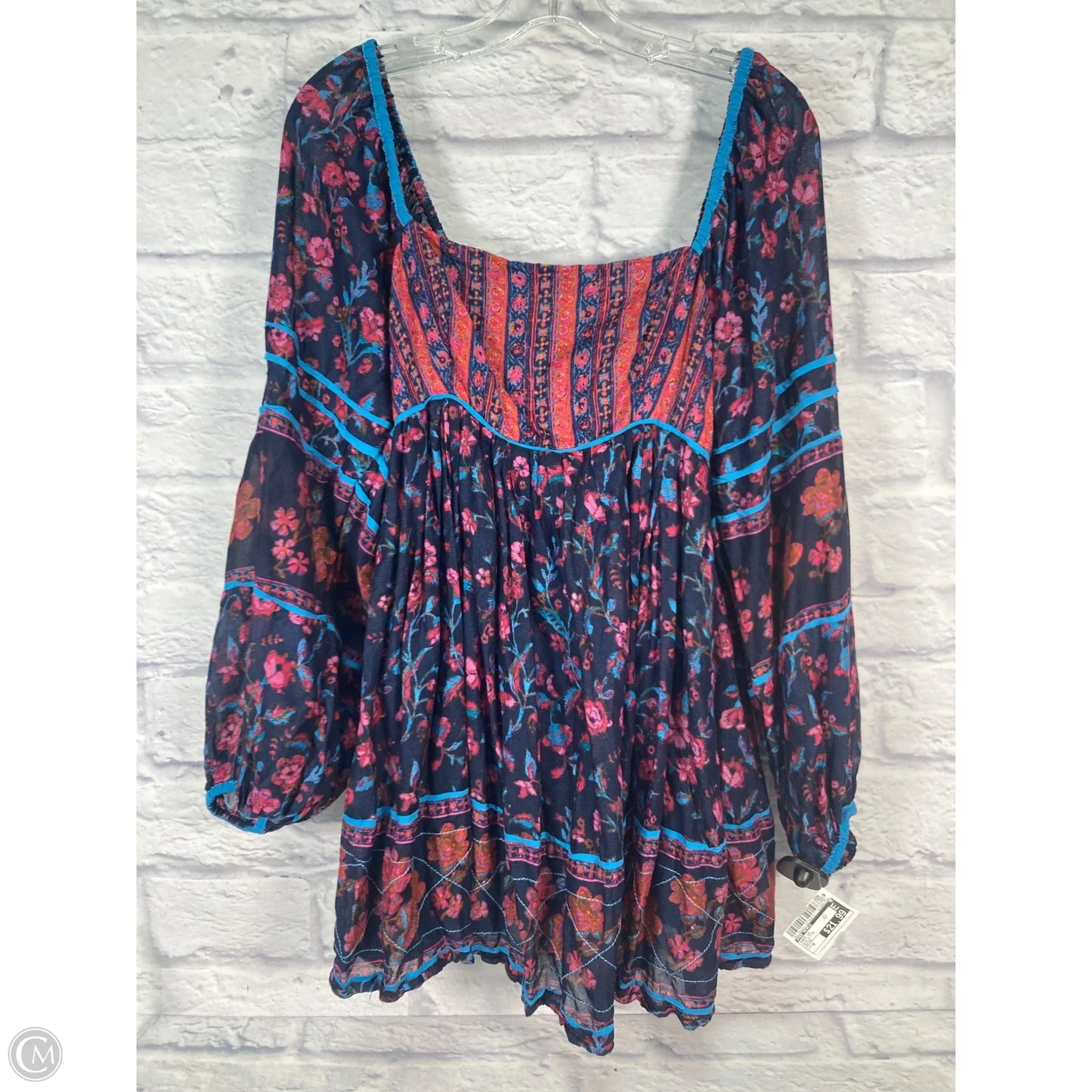 Tunic Long Sleeve By Free People In Blue & Pink, Size: M