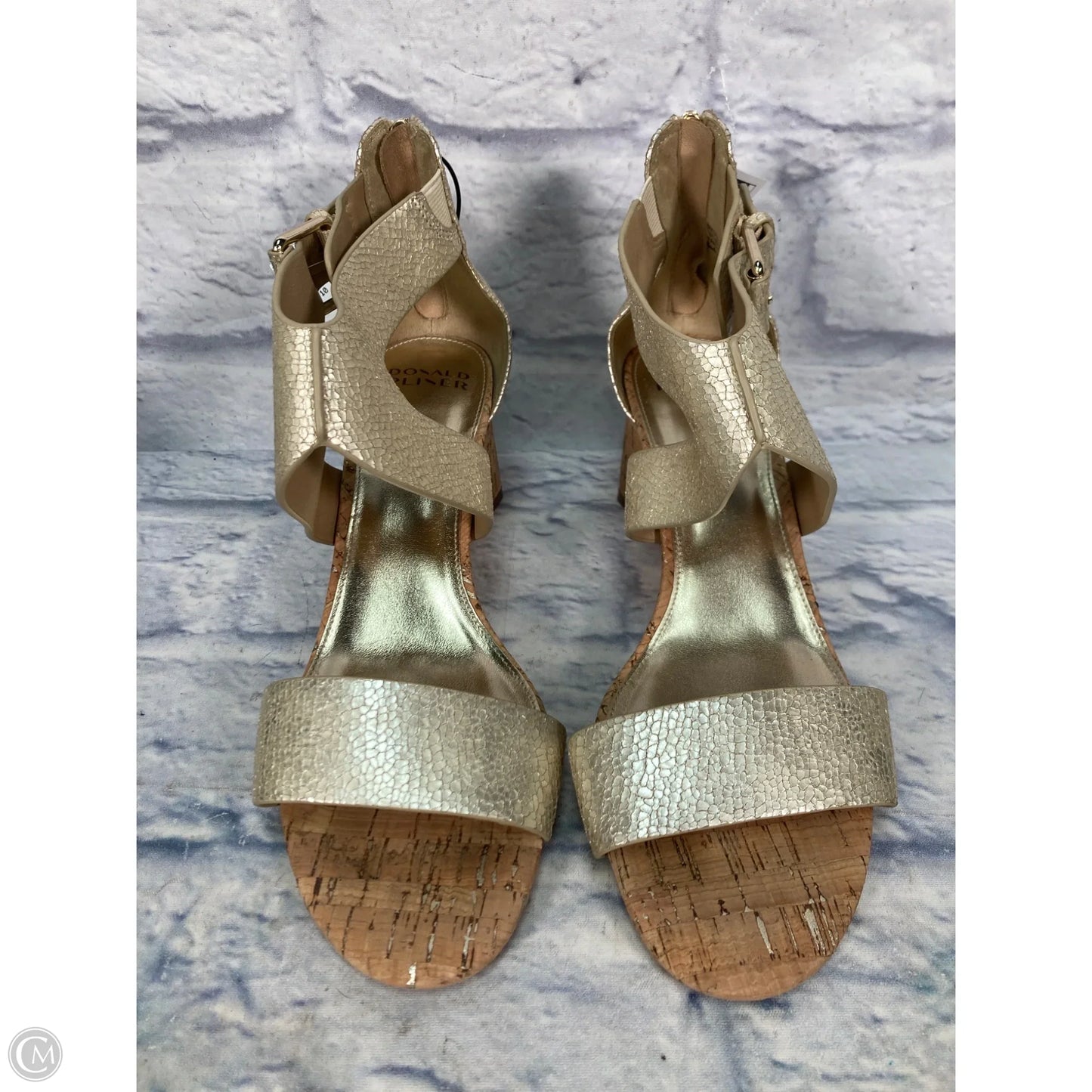 Sandals Heels Block By Donald Pliner In Gold, Size: 10