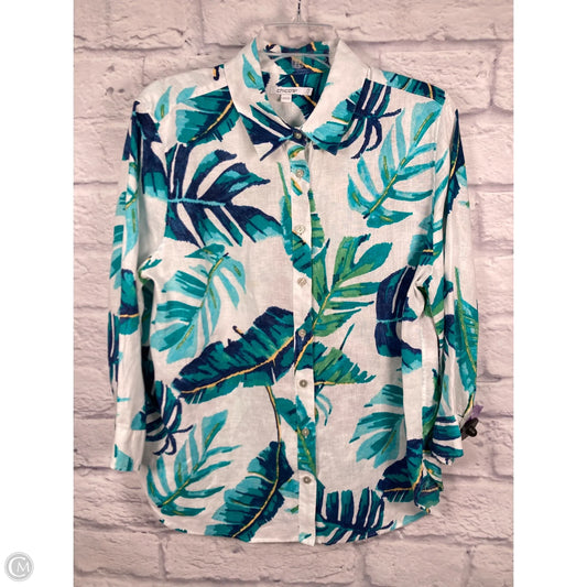 Top Long Sleeve By Chicos In Blue & White, Size: L