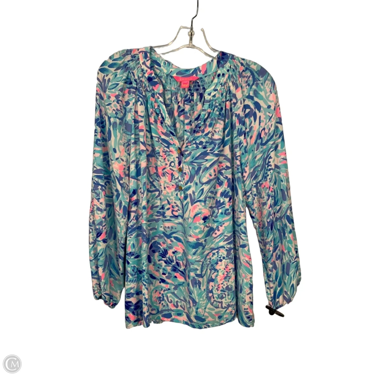 Blouse Designer By Lilly Pulitzer In Blue, Size: L
