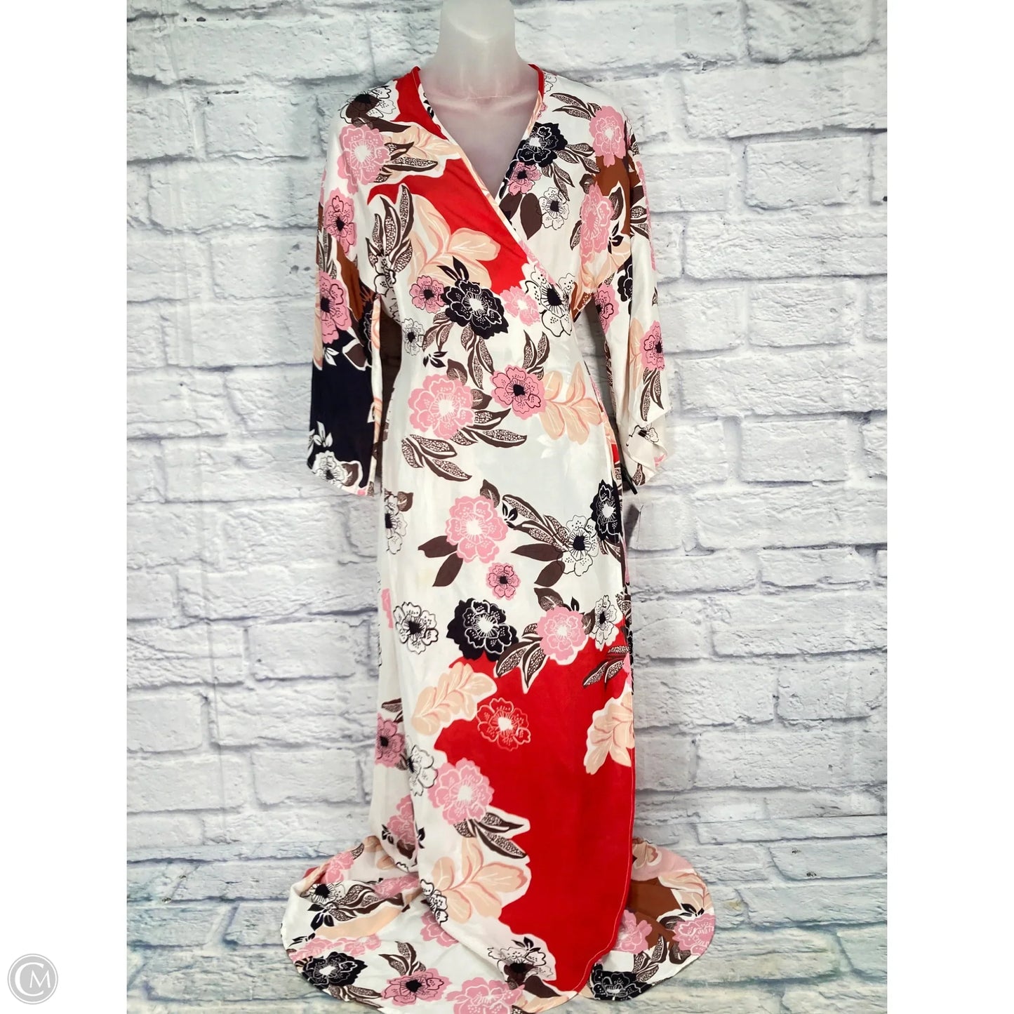 Dress Party Long By Clothes Mentor In Red & Tan, Size: S