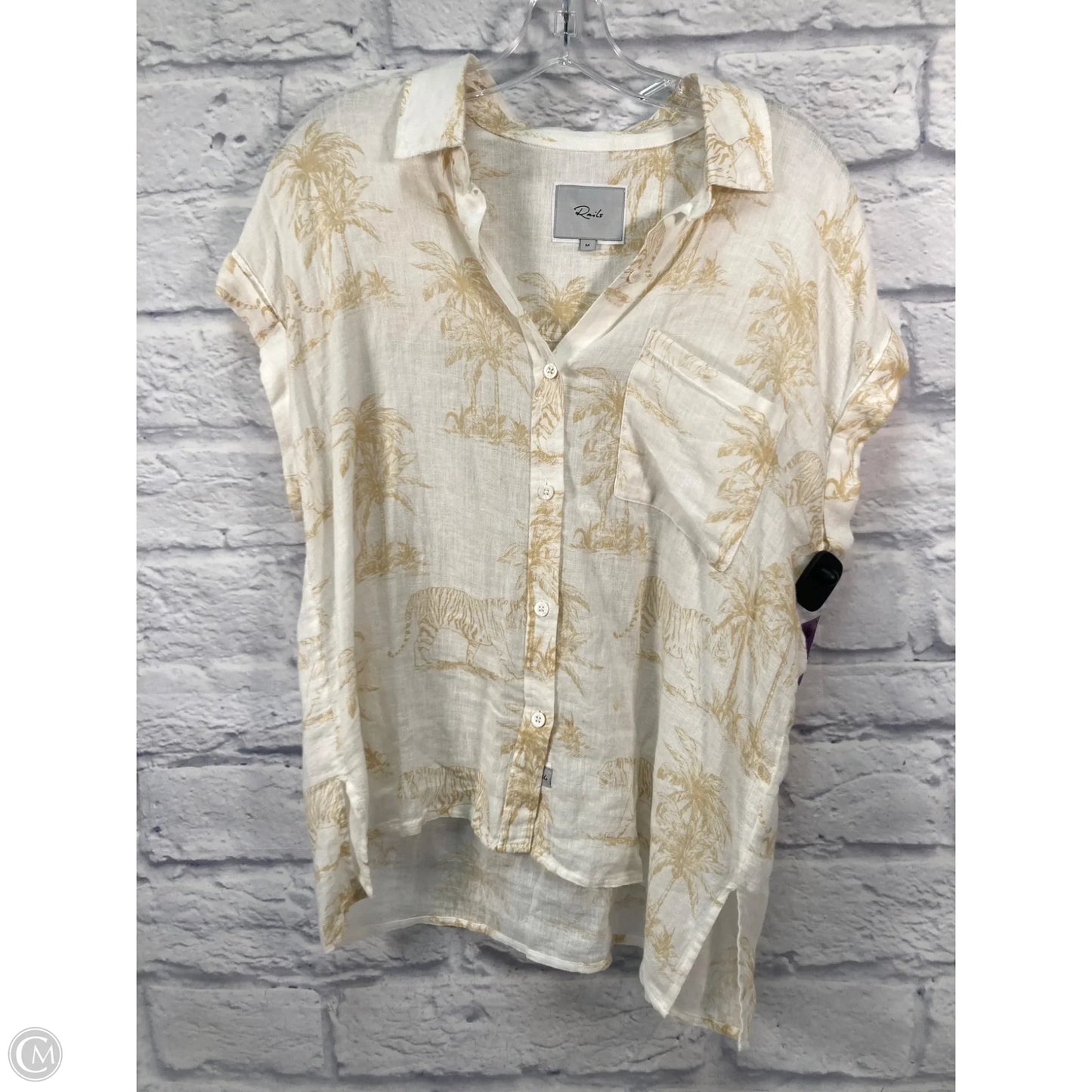 Top Short Sleeve By Rails In Cream & Yellow, Size: M