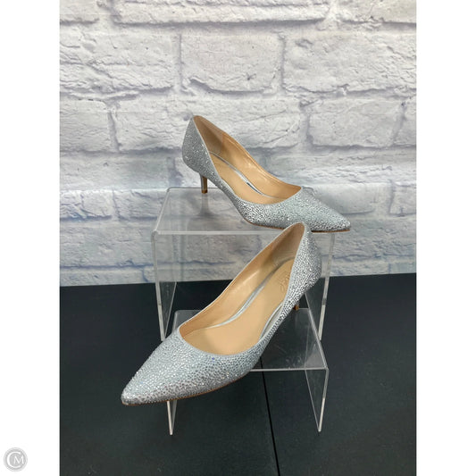 Shoes Heels Kitten By Clothes Mentor In Silver, Size: 9.5