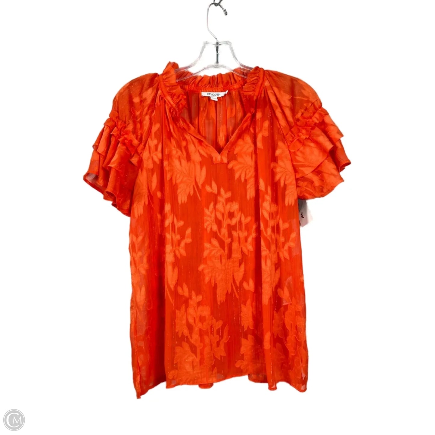 Blouse Short Sleeve By Chicos In Orange, Size: M