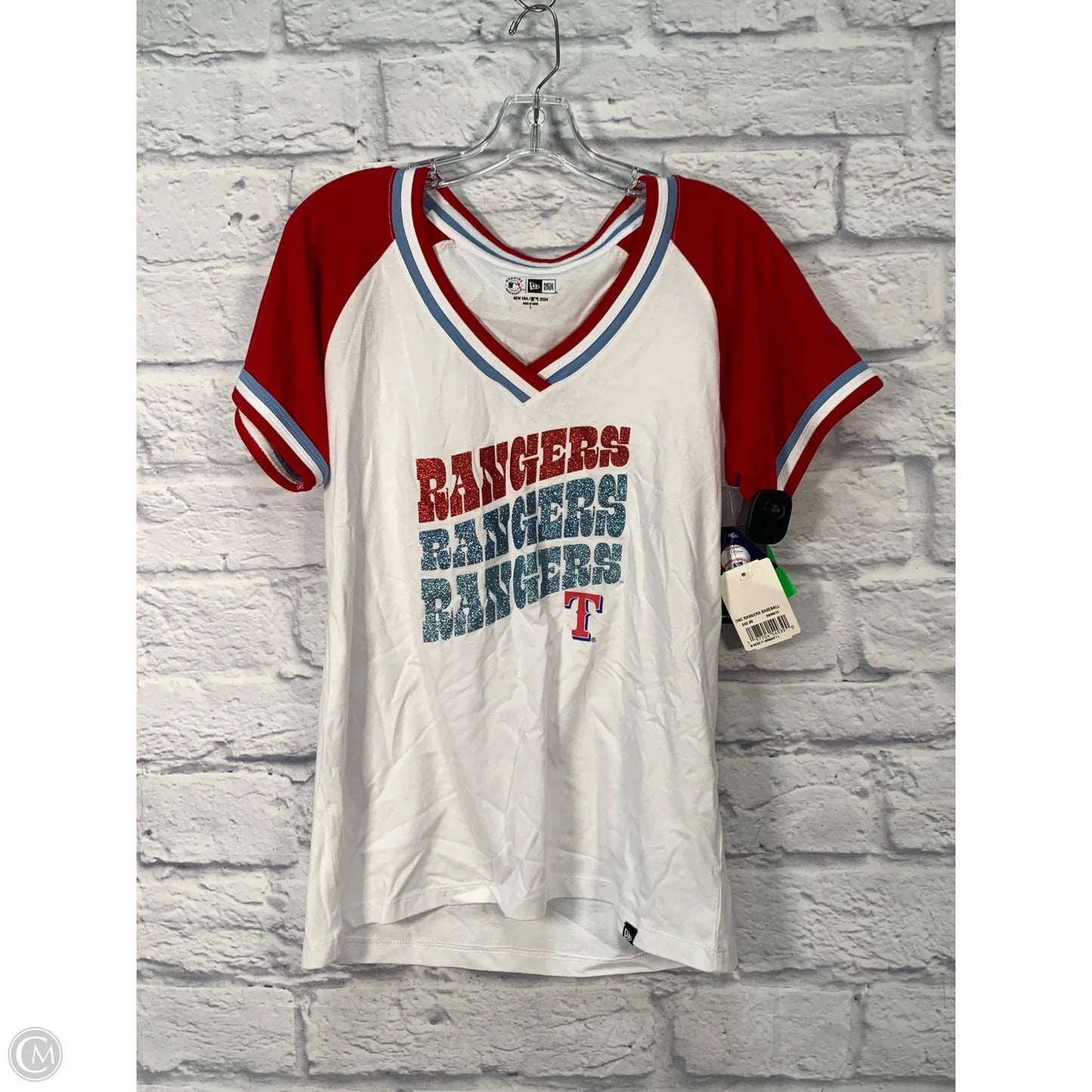 Top Short Sleeve By New Era In Blue & Red & White, Size: L