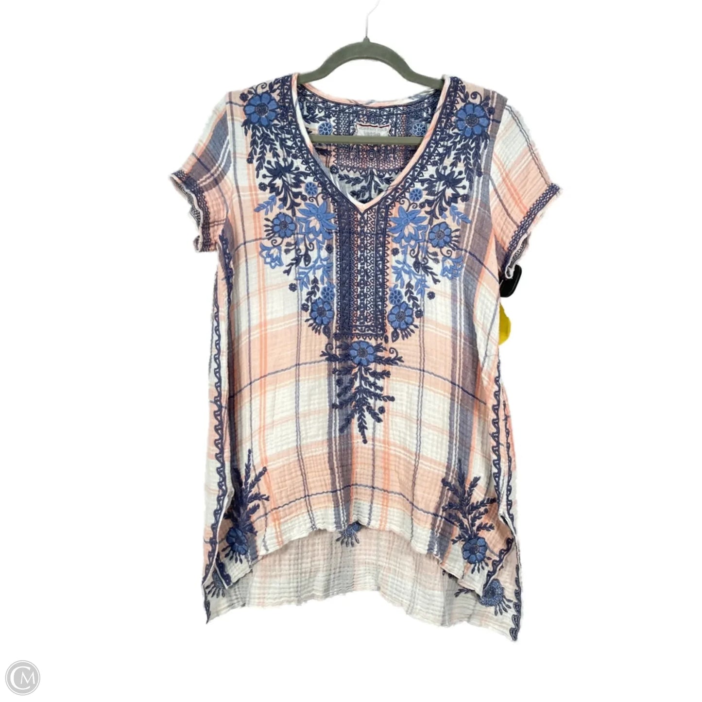 Top Short Sleeve By Johnny Was In Blue & Orange, Size: M