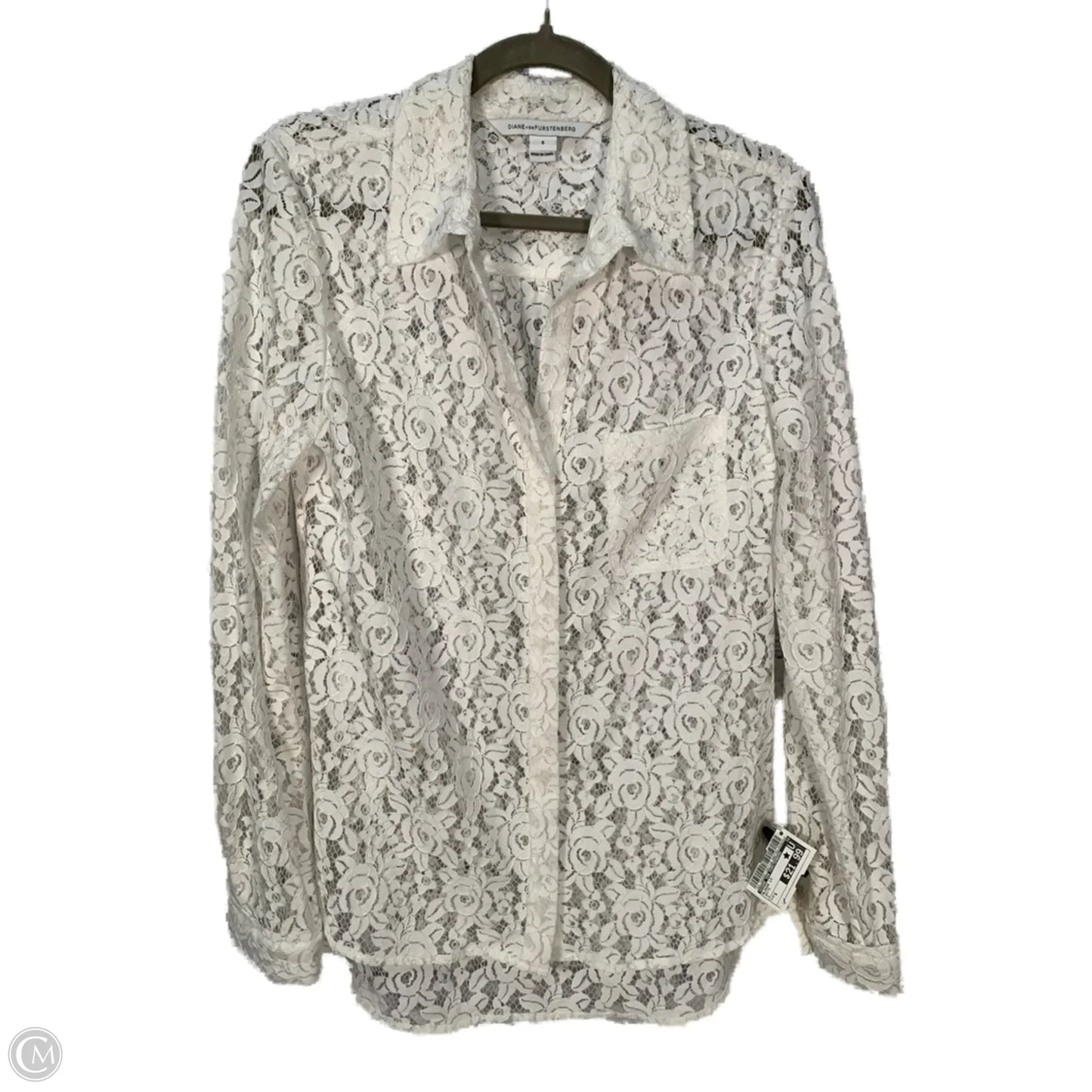 Blouse Long Sleeve By Diane Von Furstenberg In White, Size: S