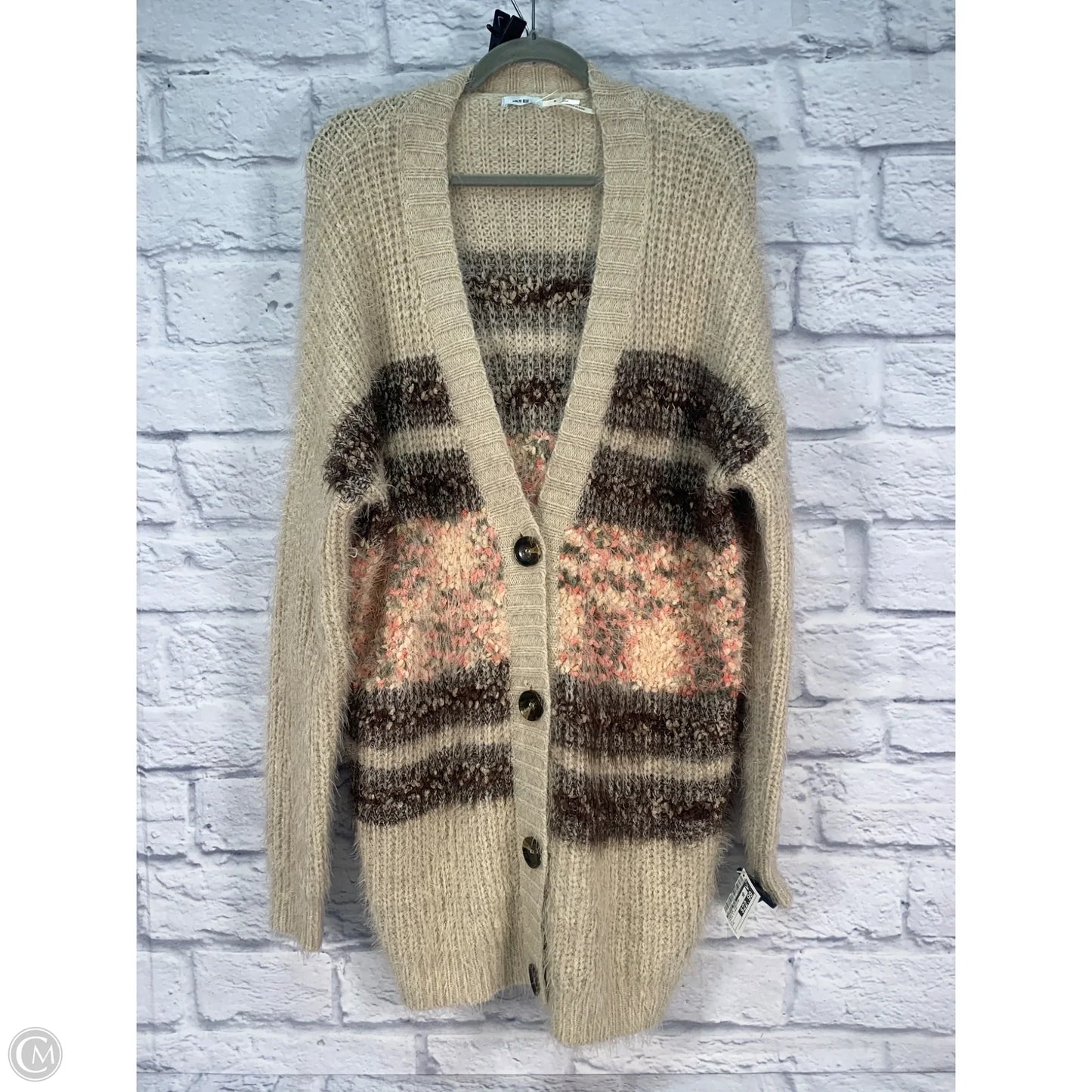 Sweater Cardigan By Kimichi Blue In Brown & Cream