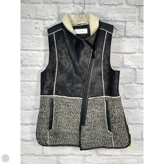 Vest Faux Fur & Sherpa By Tahari By Arthur Levine In Black & Cream, Size: M