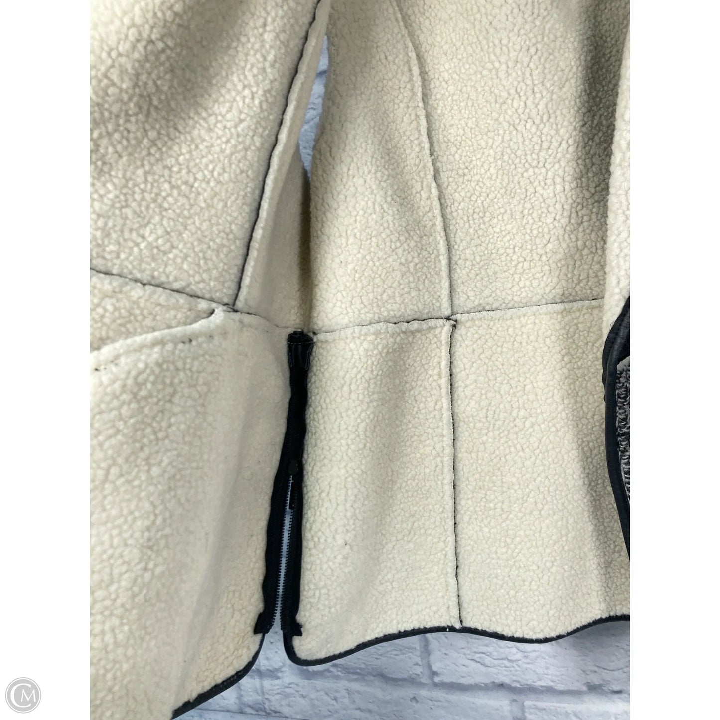 Vest Faux Fur & Sherpa By Tahari By Arthur Levine In Black & Cream, Size: M