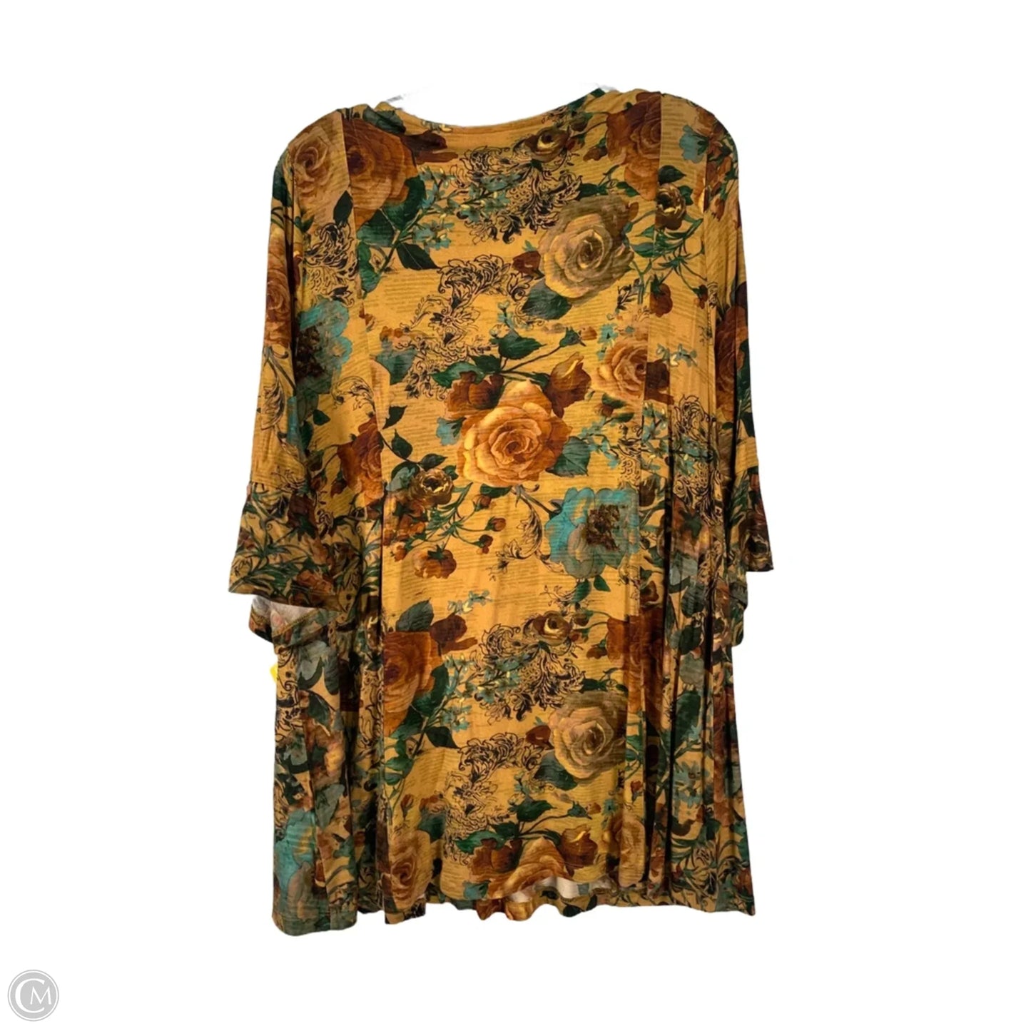 Tunic 3/4 Sleeve By Soft Surroundings In Green & Yellow, Size: Xl