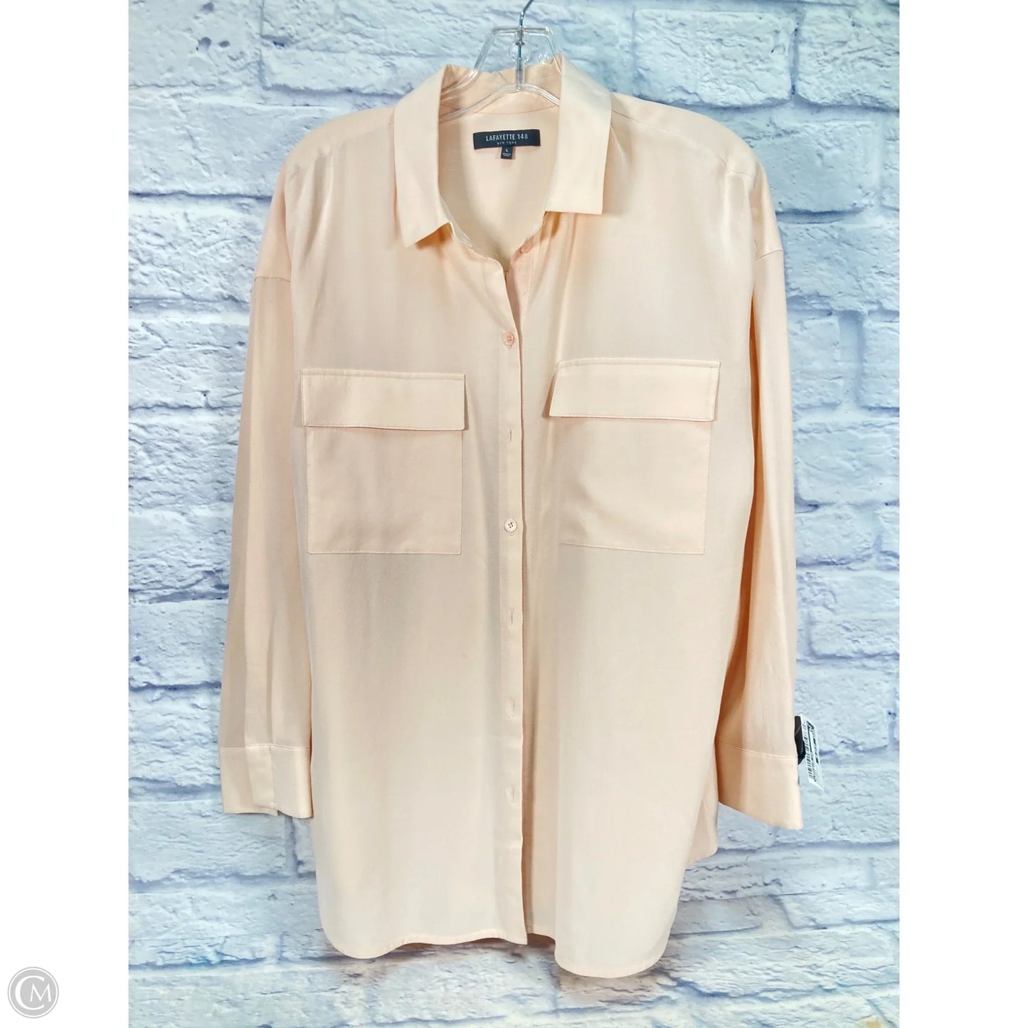 Blouse Designer By Lafayette 148 In Peach, Size: L