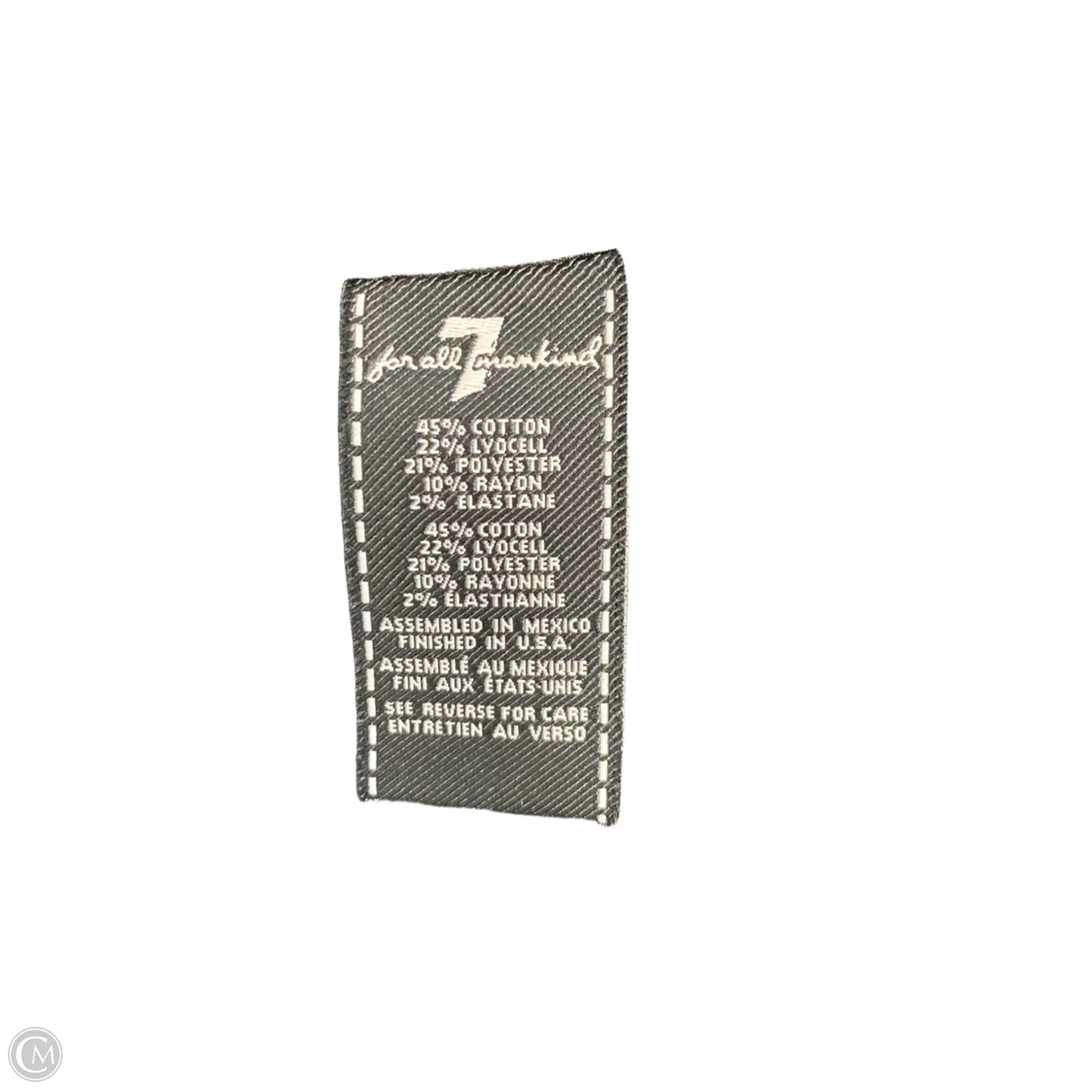 Jeans Skinny By 7 For All Mankind In Black Denim, Size: 8
