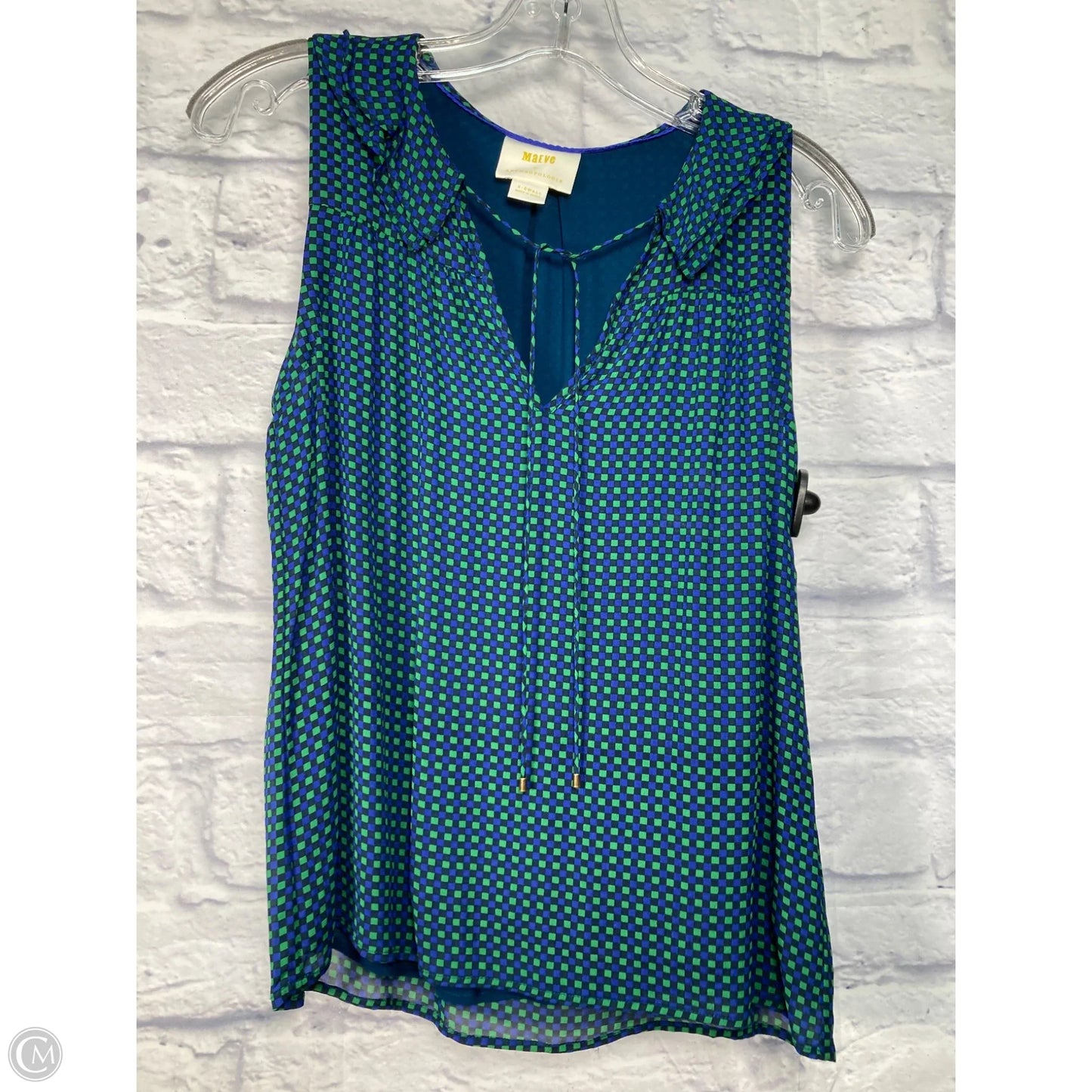 Blouse Sleeveless By Maeve In Checkered Pattern, Size: Xs
