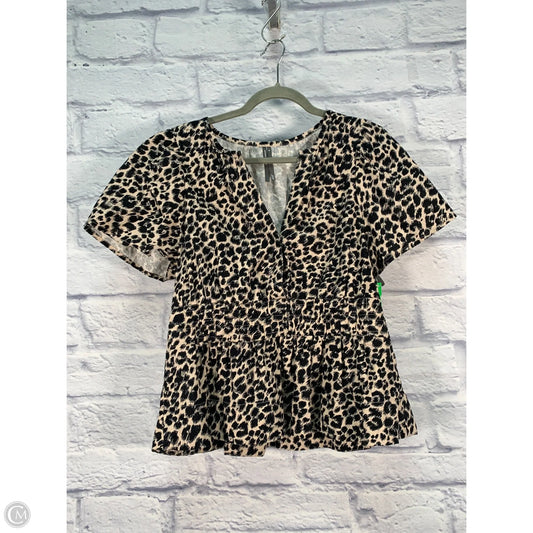 Top Short Sleeve By Anthropologie In Animal Print, Size: M