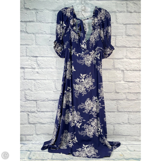 Dress Casual Midi By Anthropologie In Blue & White, Size: S