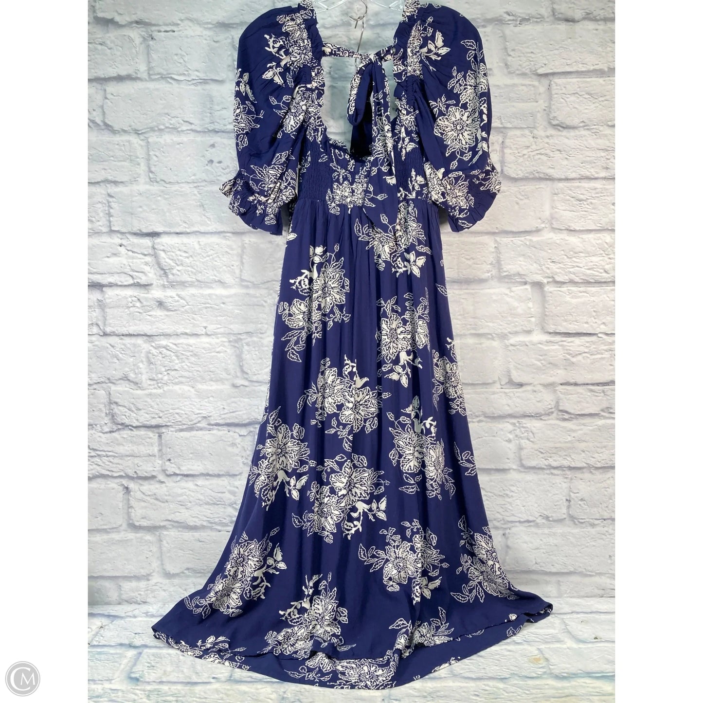 Dress Casual Midi By Anthropologie In Blue & White, Size: S