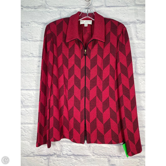 Jacket Luxury Designer By St John Collection In Black & Pink, Size: L
