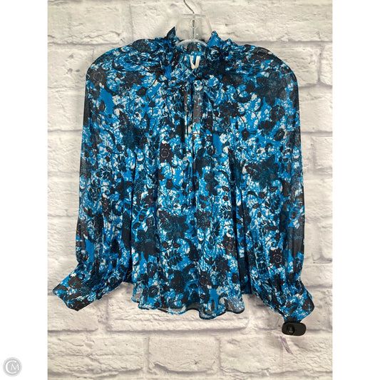 Blouse Long Sleeve By Anthropologie In Black & Blue, Size: Xsp