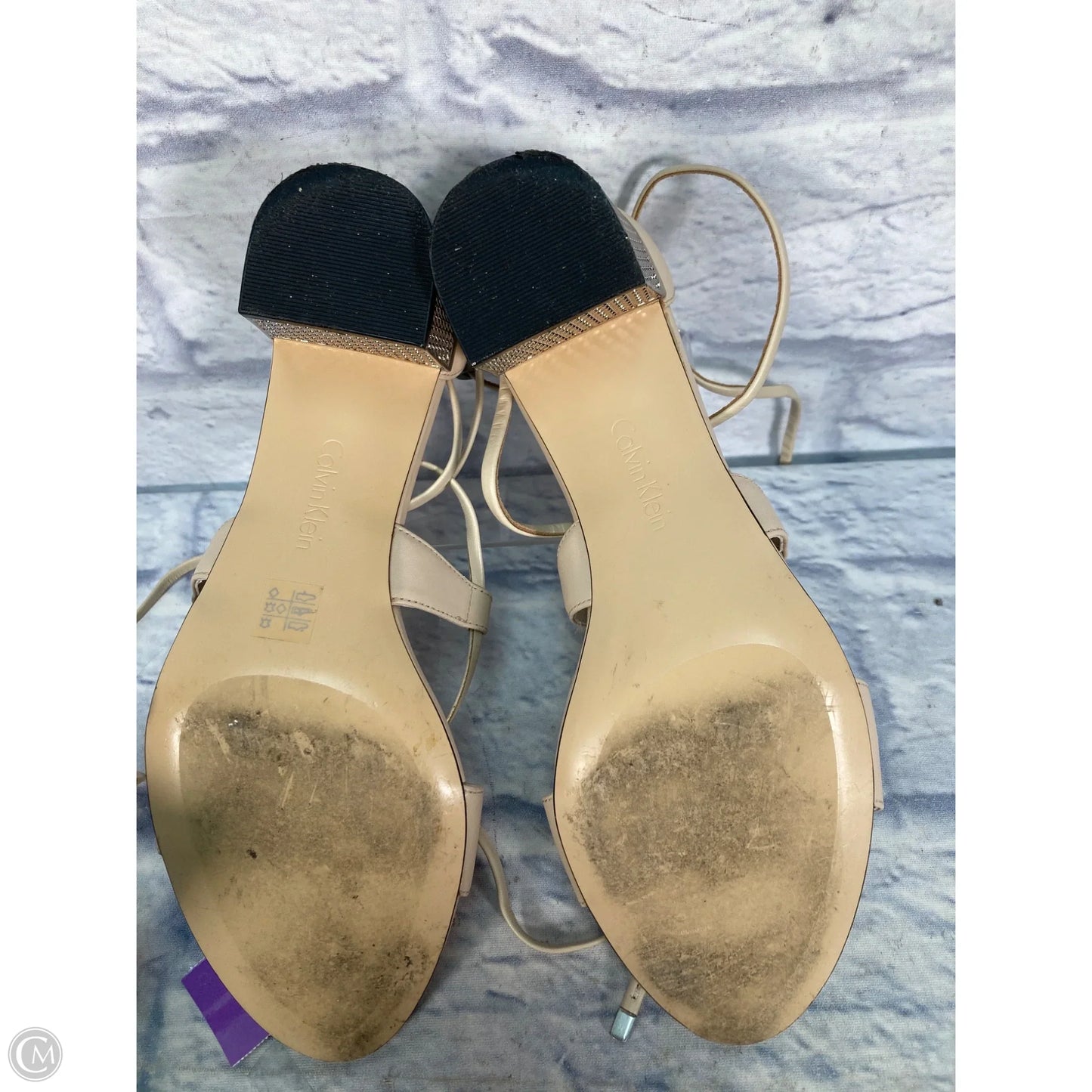 Sandals Heels Block By Calvin Klein In Tan, Size: 7.5