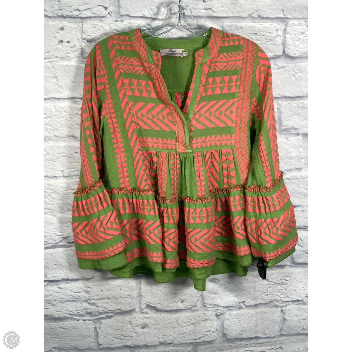 Top Long Sleeve By Devotion Twins In Green & Pink, Size: Xs