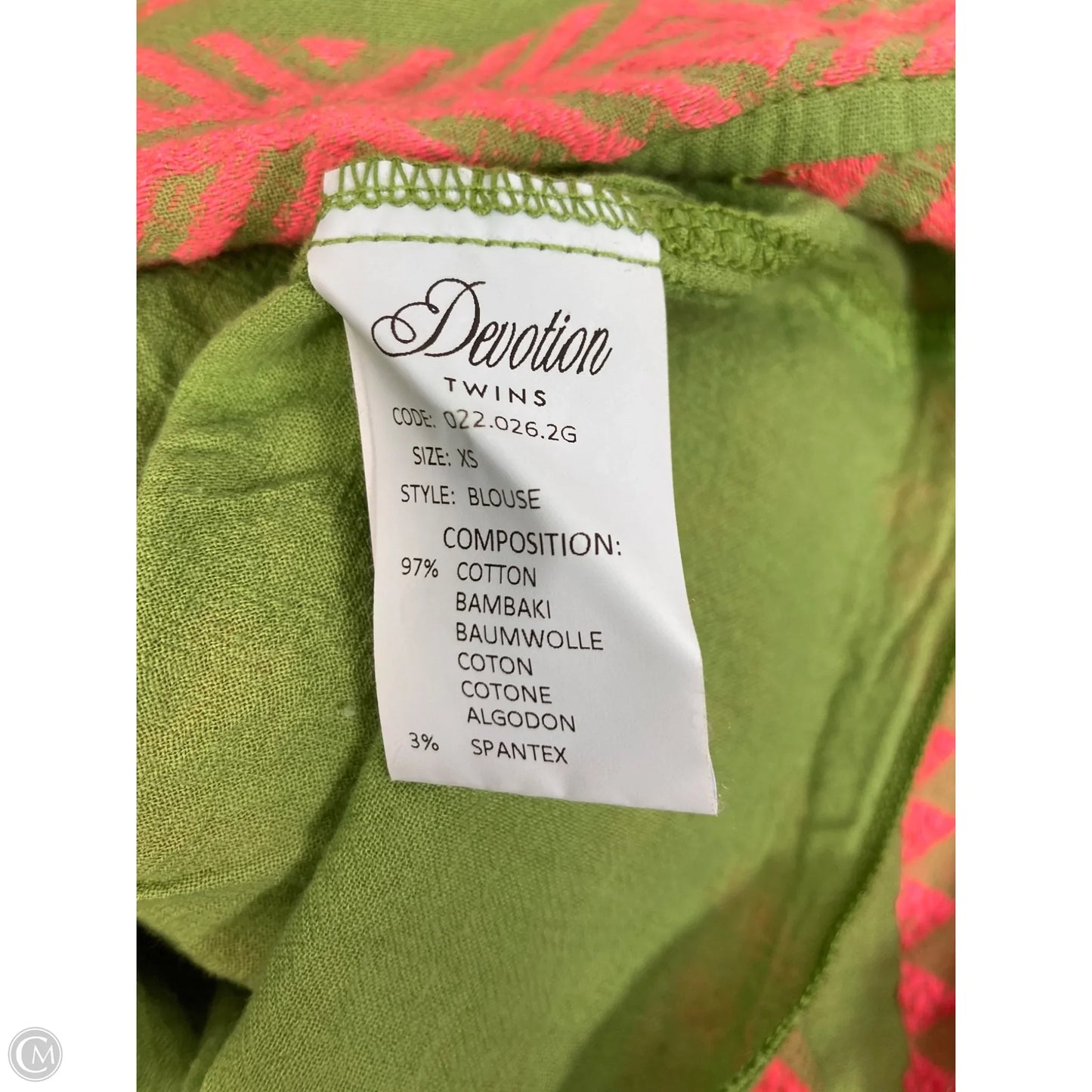 Top Long Sleeve By Devotion Twins In Green & Pink, Size: Xs
