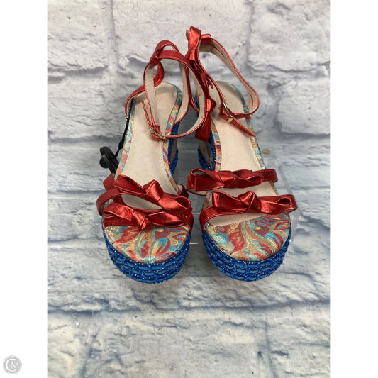 Sandals Heels Wedge By Clothes Mentor In Multi-colored, Size: 7.5
