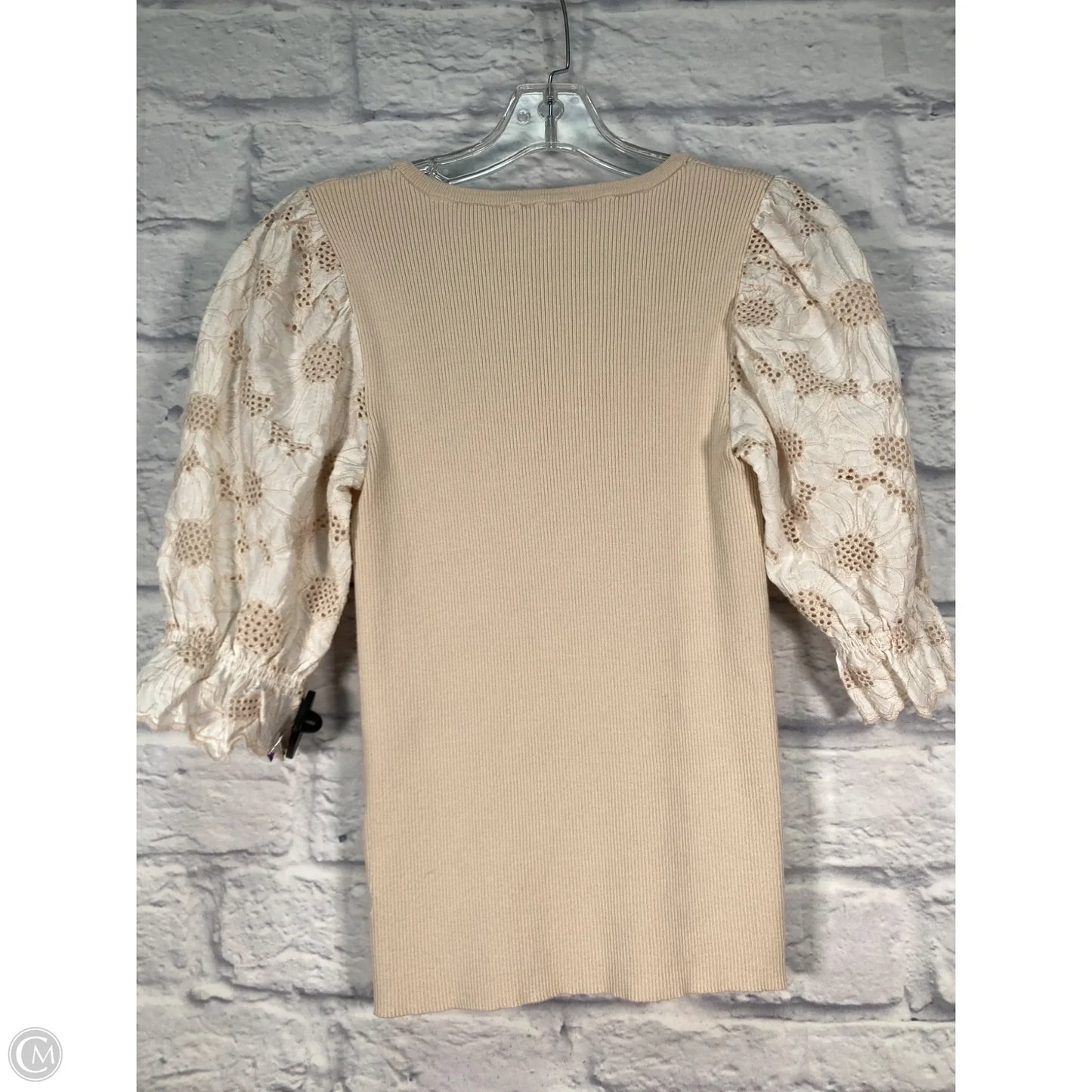 Top Short Sleeve By Elie Tahari In Tan & White, Size: S