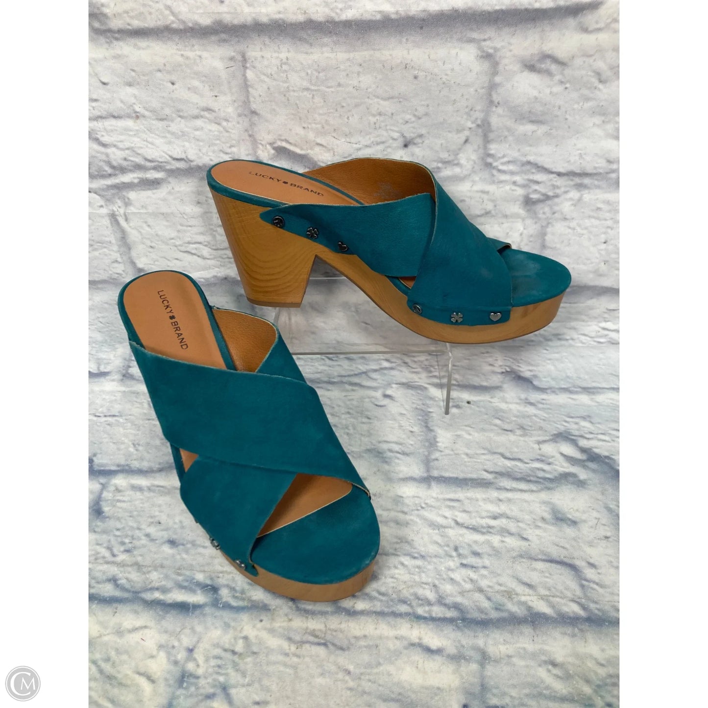 Sandals Heels Block By Lucky Brand In Blue, Size: 10