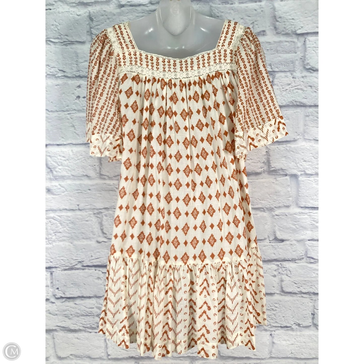Dress Casual Short By Free People In Orange & White, Size: Xs