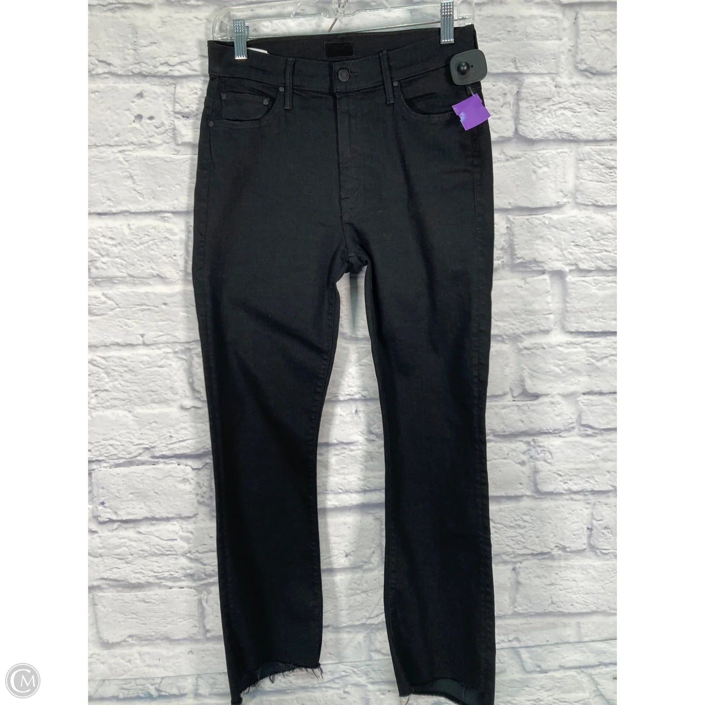 Jeans Straight By Mother In Black Denim, Size: 8