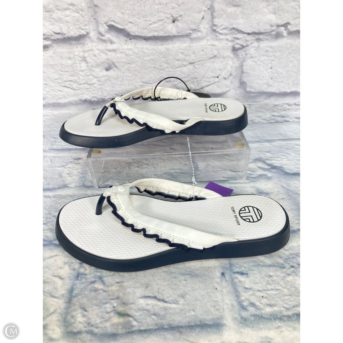 Sandals Designer By Tory Burch In Black & White, Size: 8