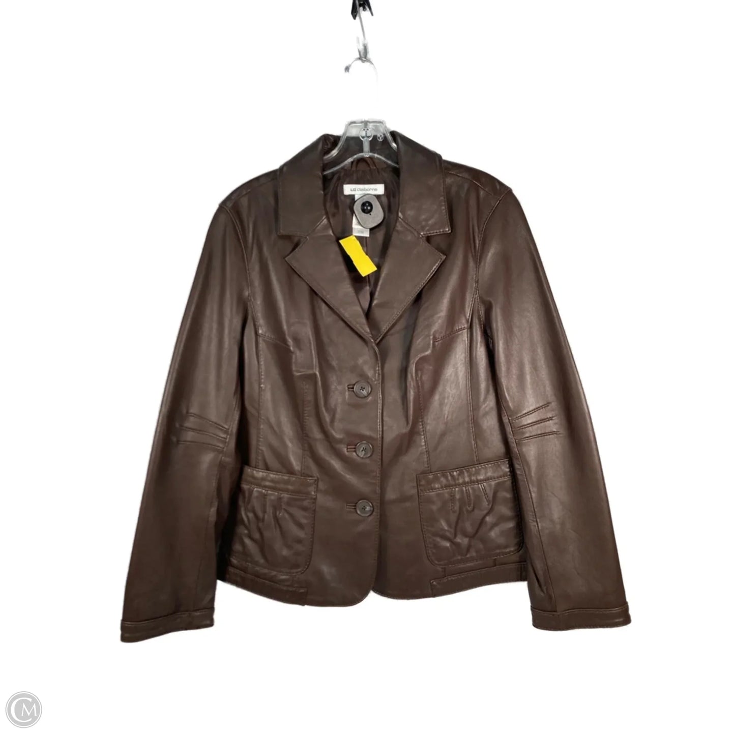 Jacket Leather By Liz Claiborne In Brown, Size: M