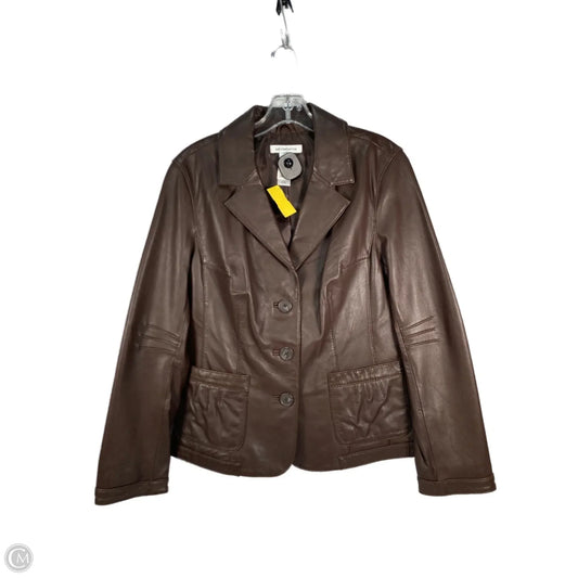 Jacket Leather By Liz Claiborne In Brown, Size: M