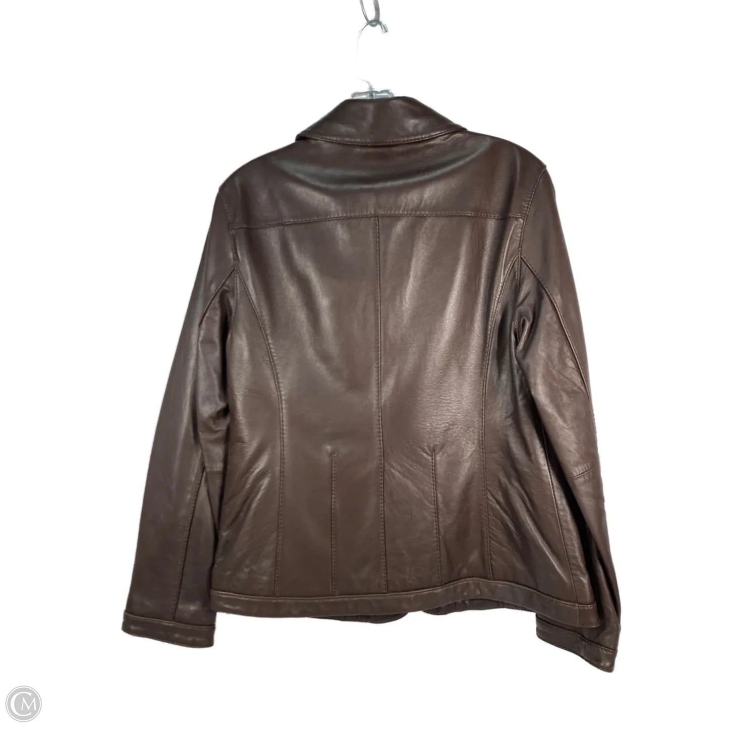 Jacket Leather By Liz Claiborne In Brown, Size: M