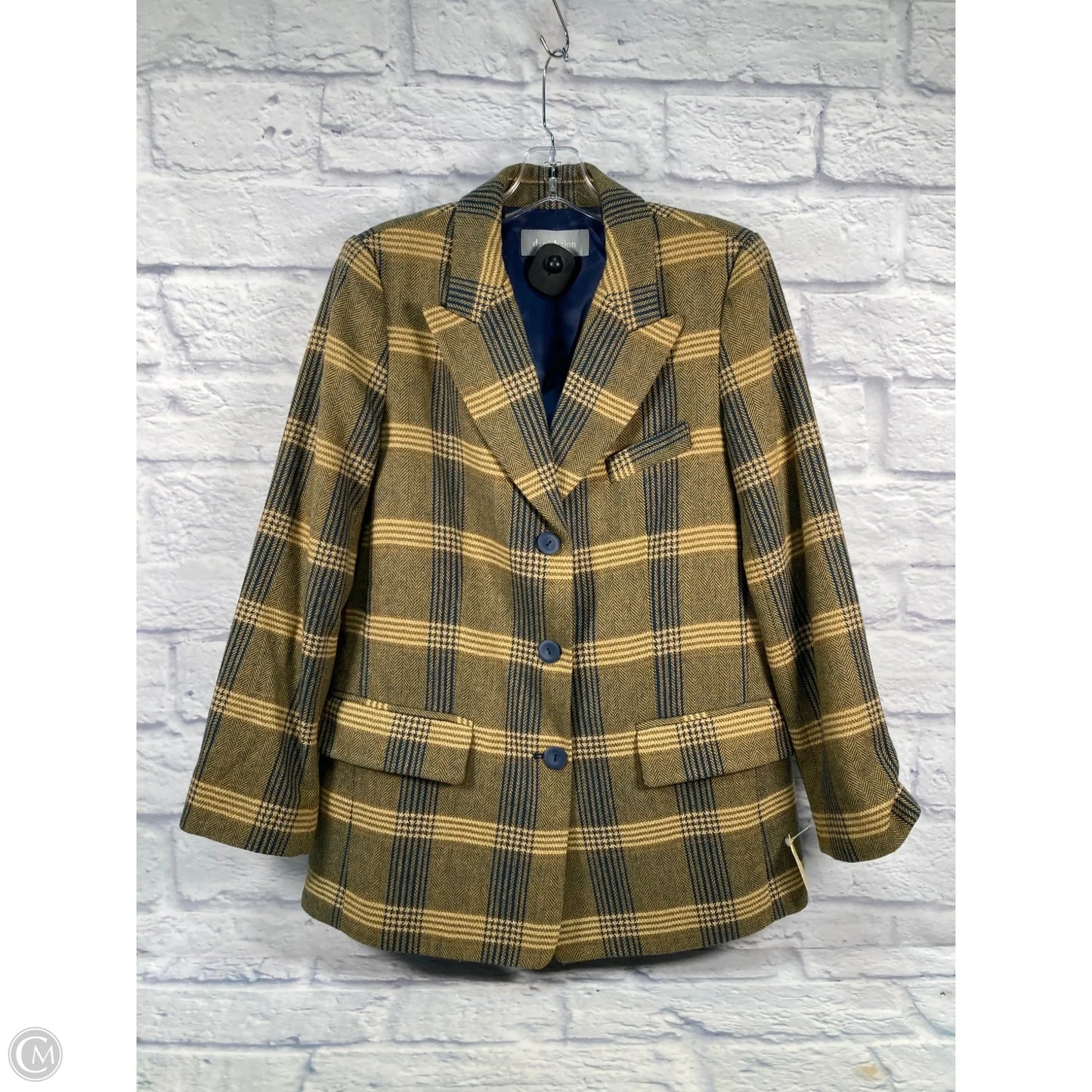 Blazer By Daniel Rainn In Blue & Yellow, Size: S
