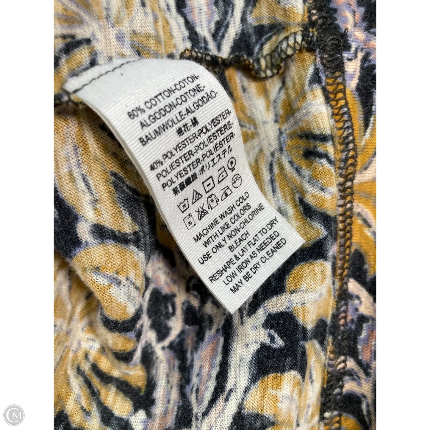 Top Short Sleeve By Free People In Blue & Yellow, Size: M