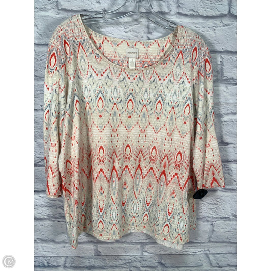 Top 3/4 Sleeve By Chicos In Blue & Red, Size: Xl