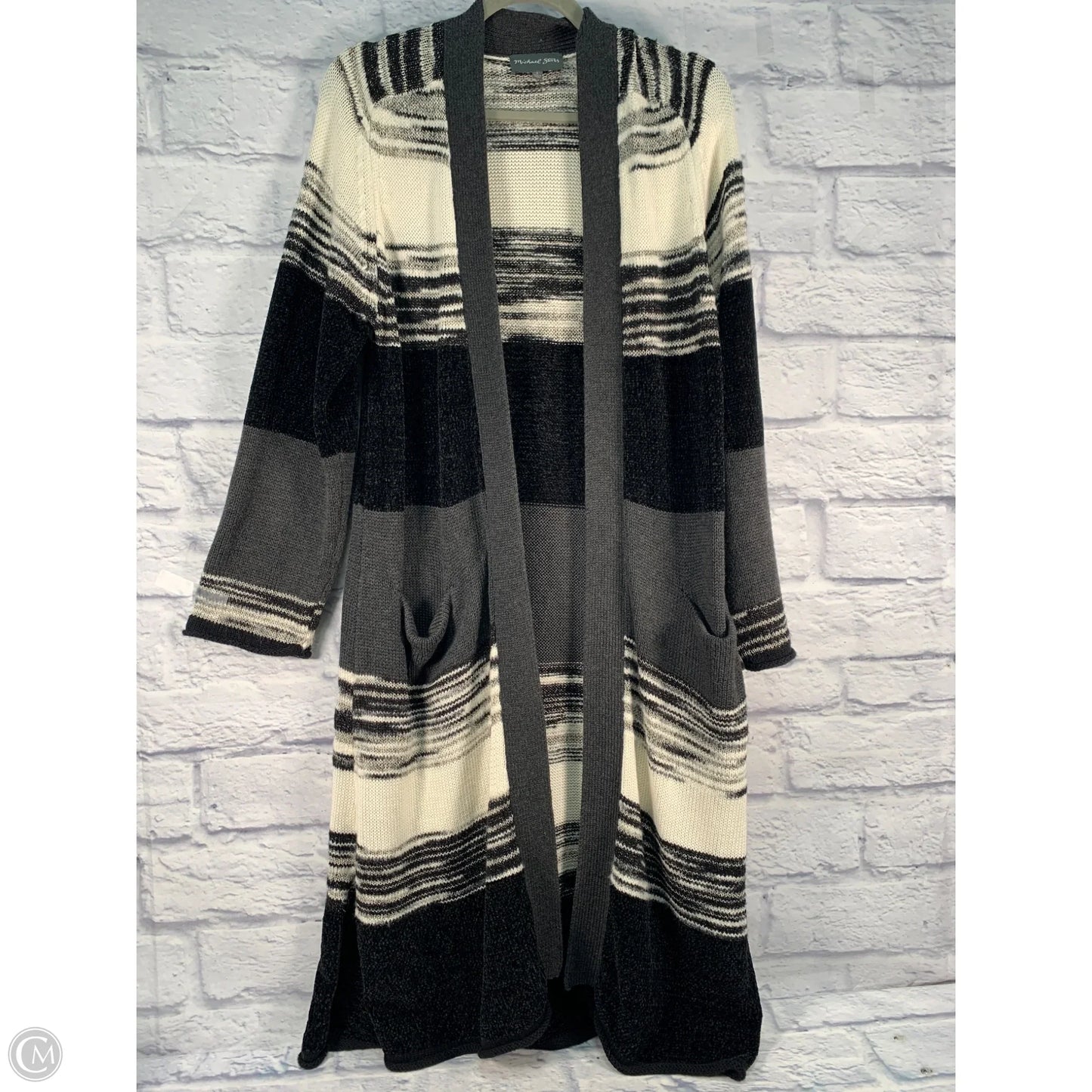 Sweater Cardigan By Michael Stars In Black & Cream, Size: S