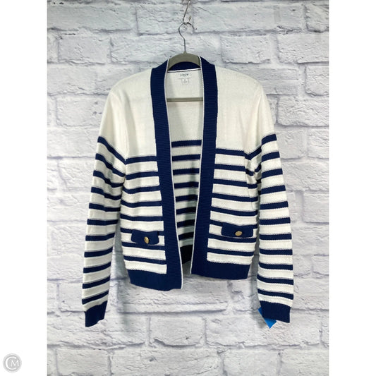 Sweater Cardigan By J. Crew In Blue & Cream, Size: M