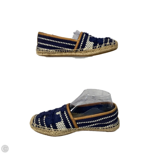 Shoes Designer By Tory Burch In Blue & Cream, Size: 7.5