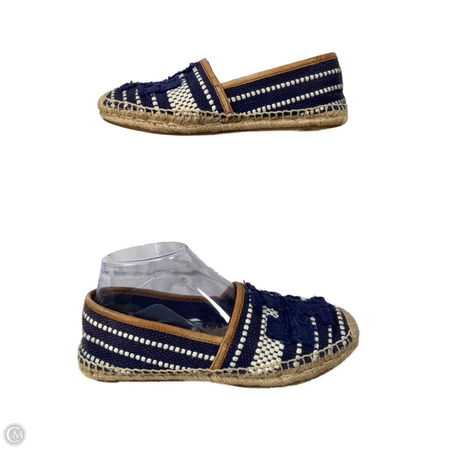 Shoes Designer By Tory Burch In Blue & Cream, Size: 7.5